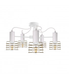 Rune Multi Arm Semi Flush Ceiling Light White, 60cm, 5x E27