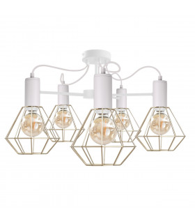 Lars Multi Arm Semi Flush Ceiling Light White, 60cm, 5x E27