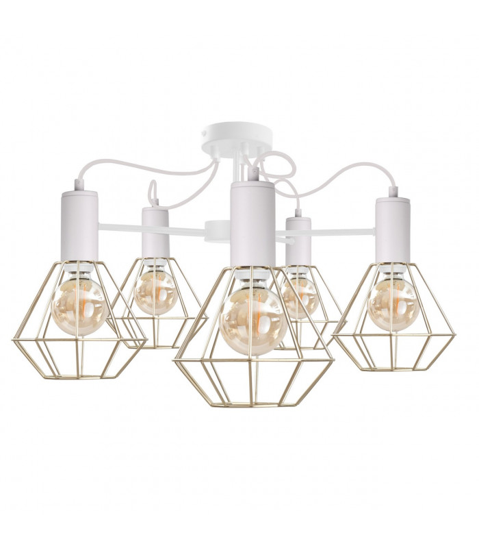Lars Multi Arm Semi Flush Ceiling Light White, 60cm, 5x E27
