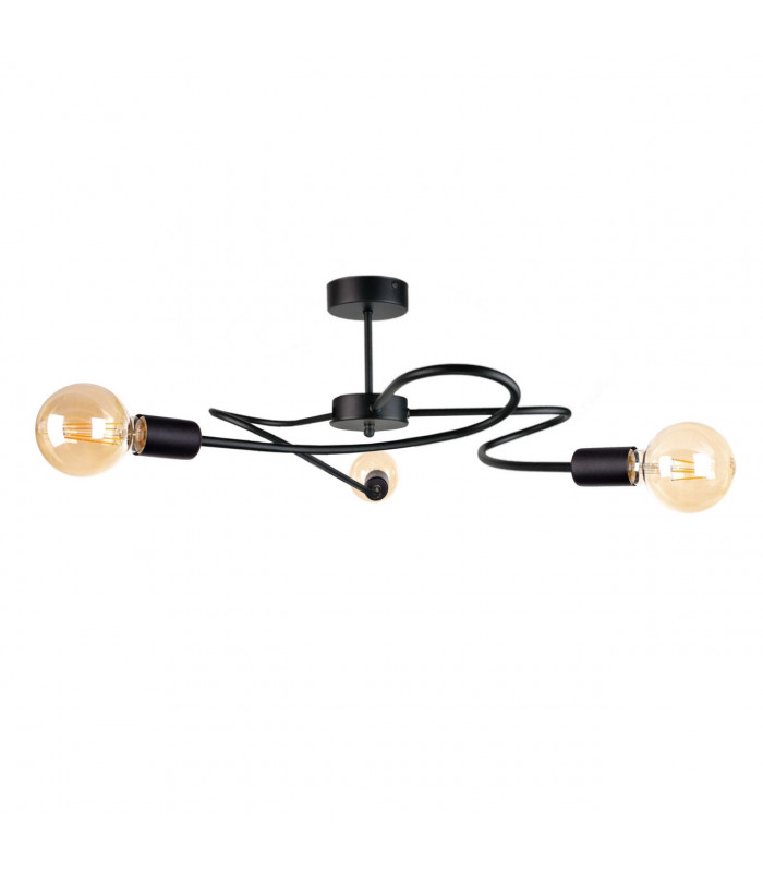 Fiore Multi Arm Semi Flush Ceiling Light Black, 60cm, 3x E27