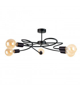 Fiore Multi Arm Semi Flush Ceiling Light Black, 60cm, 5x E27