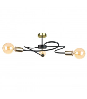 Fiore Multi Arm Semi Flush Ceiling Light Black, 60cm, 3x E27
