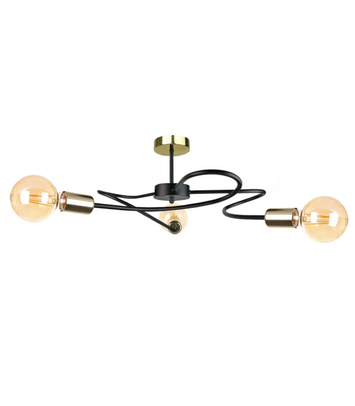 Fiore Multi Arm Semi Flush Ceiling Light Black, 60cm, 3x E27