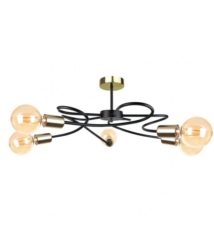 Fiore Multi Arm Semi Flush Ceiling Light Black, 60cm, 5x E27