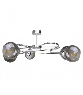 Blom Multi Arm Semi Flush Ceiling Light Silver, 65cm, 5x E27
