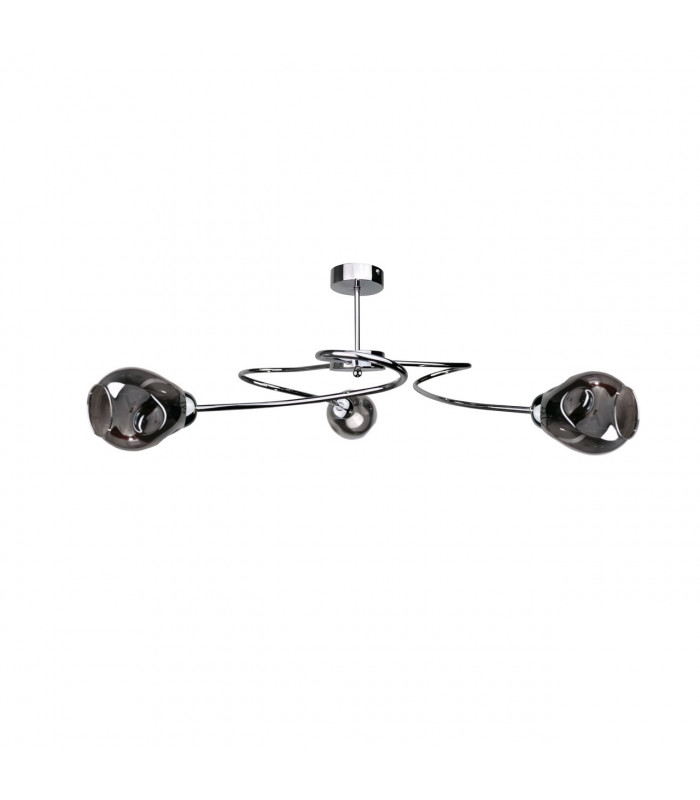 Zahra Multi Arm Semi Flush Ceiling Light Silver, 67cm, 3x E27
