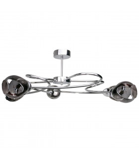 Zahra Multi Arm Semi Flush Ceiling Light Silver, 67cm, 5x E27