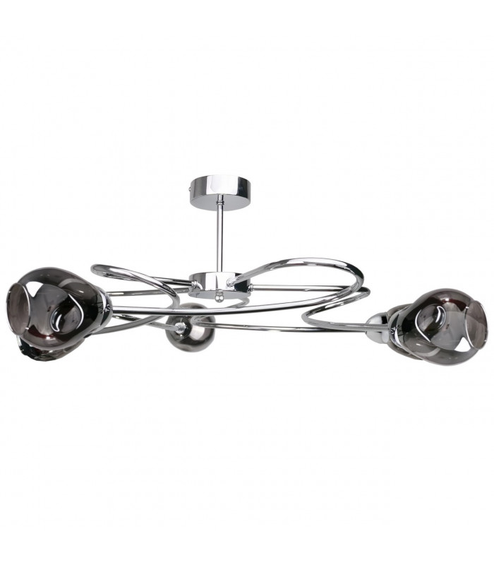 Zahra Multi Arm Semi Flush Ceiling Light Silver, 67cm, 5x E27
