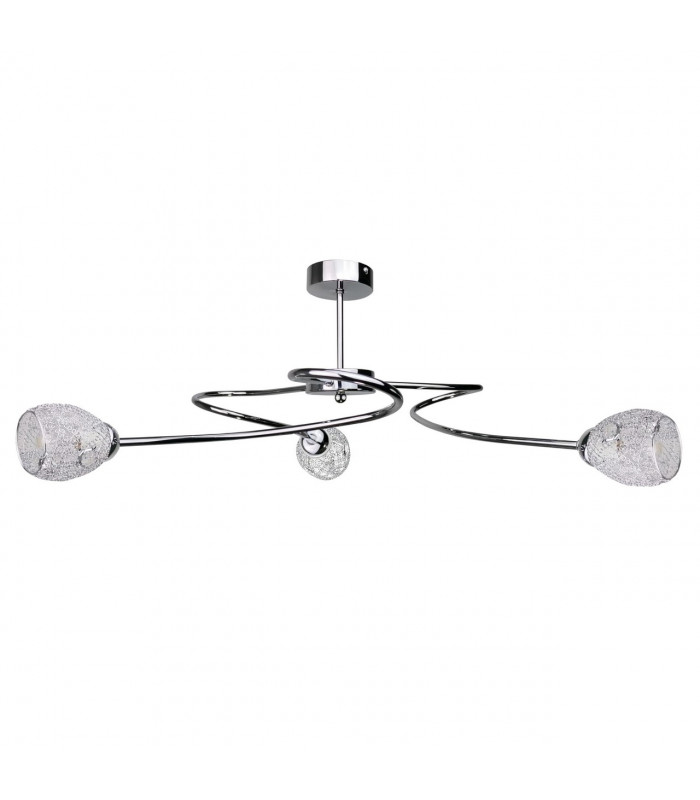 Flower Multi Arm Semi Flush Ceiling Light Silver, 63cm, 3x E27