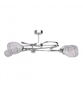 Flower Multi Arm Semi Flush Ceiling Light Silver, 63cm, 5x E27
