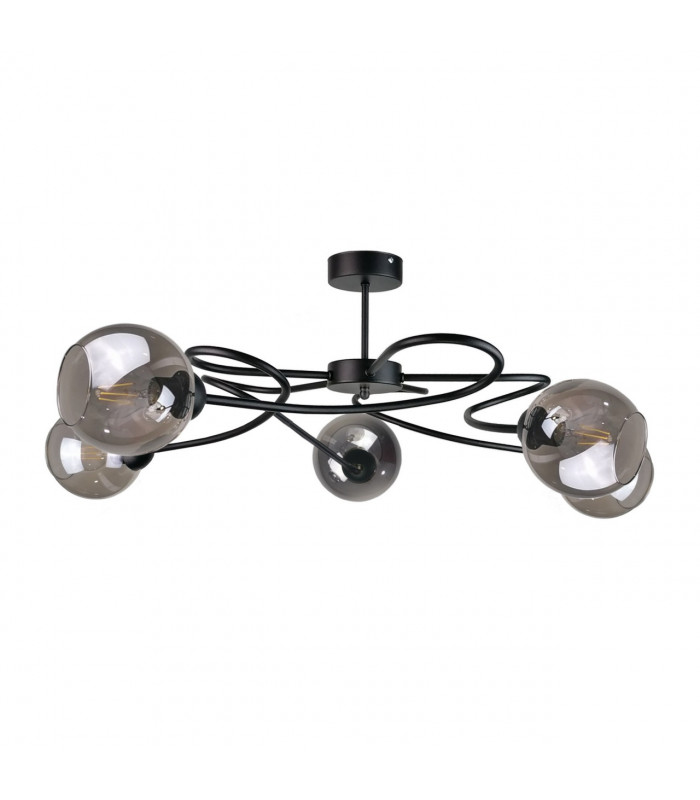 Blom Multi Arm Semi Flush Ceiling Light Black, 65cm, 5x E27