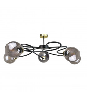 Blom Multi Arm Semi Flush Ceiling Light Black, 65cm, 5x E27