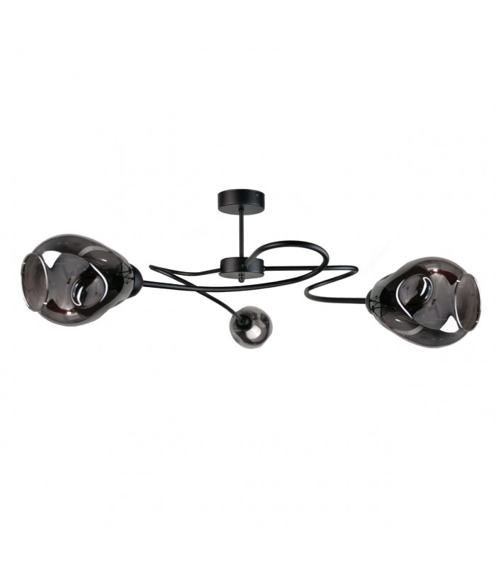 Zahra Multi Arm Semi Flush Ceiling Light Black, 67cm, 3x E27