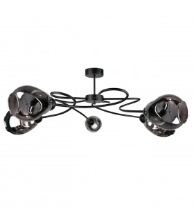 Zahra Multi Arm Semi Flush Ceiling Light Black, 67cm, 5x E27