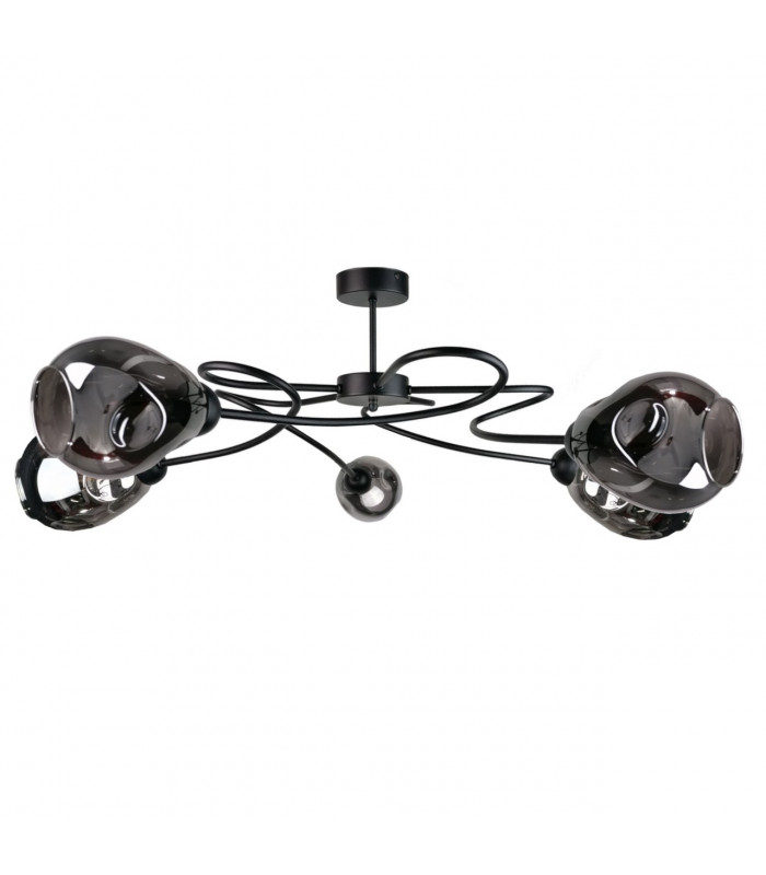 Zahra Multi Arm Semi Flush Ceiling Light Black, 67cm, 5x E27