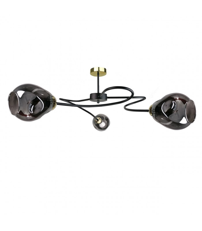 Zahra Multi Arm Semi Flush Ceiling Light Black, 67cm, 3x E27
