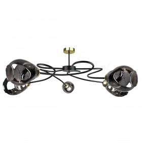 Zahra Multi Arm Semi Flush Ceiling Light Black, 67cm, 5x E27