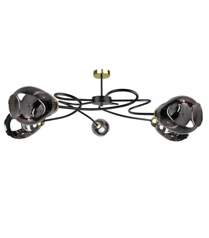Zahra Multi Arm Semi Flush Ceiling Light Black, 67cm, 5x E27