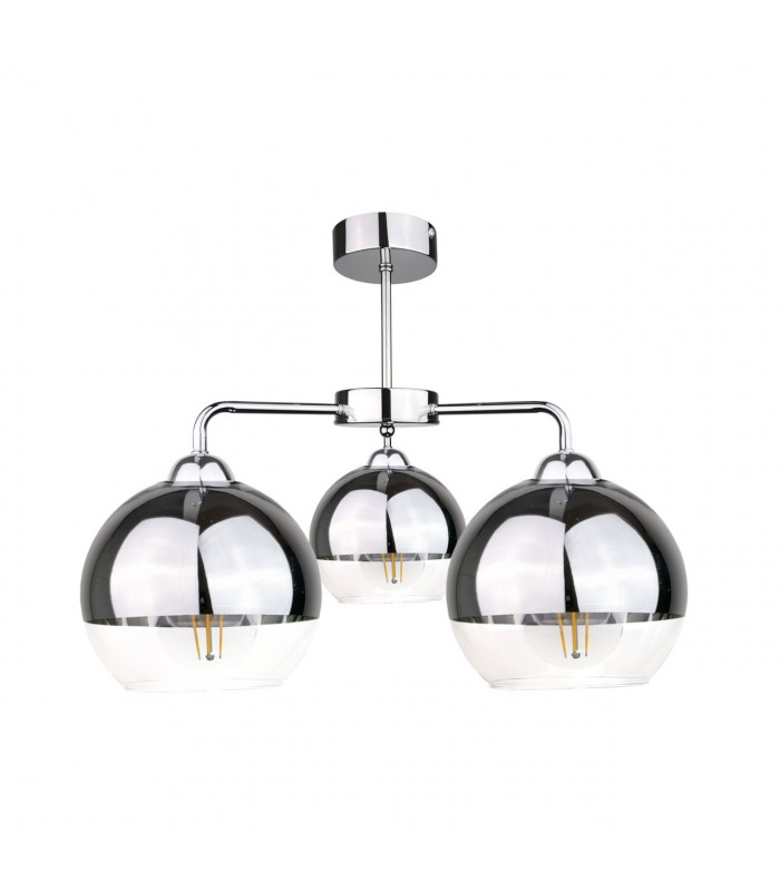 Ice Multi Arm Semi Flush Ceiling Light Silver, 40cm, 3x E27