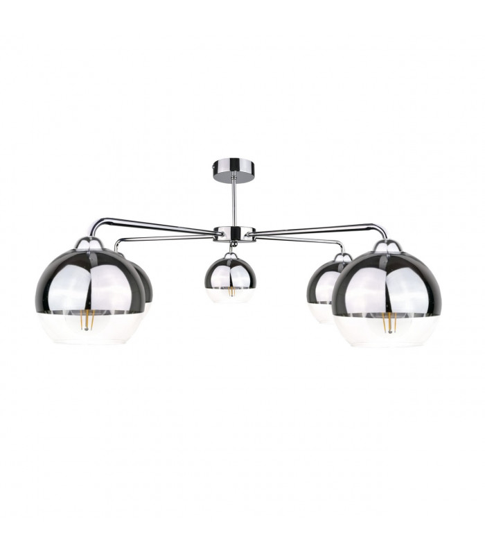 Ice Multi Arm Semi Flush Ceiling Light Silver, 60cm, 5x E27