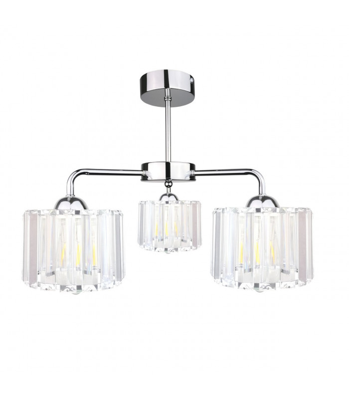 Deco Multi Arm Semi Flush Ceiling Light Silver, 40cm, 3x E27