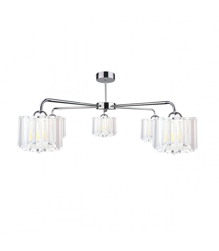 Deco Multi Arm Semi Flush Ceiling Light Silver, 60cm, 5x E27