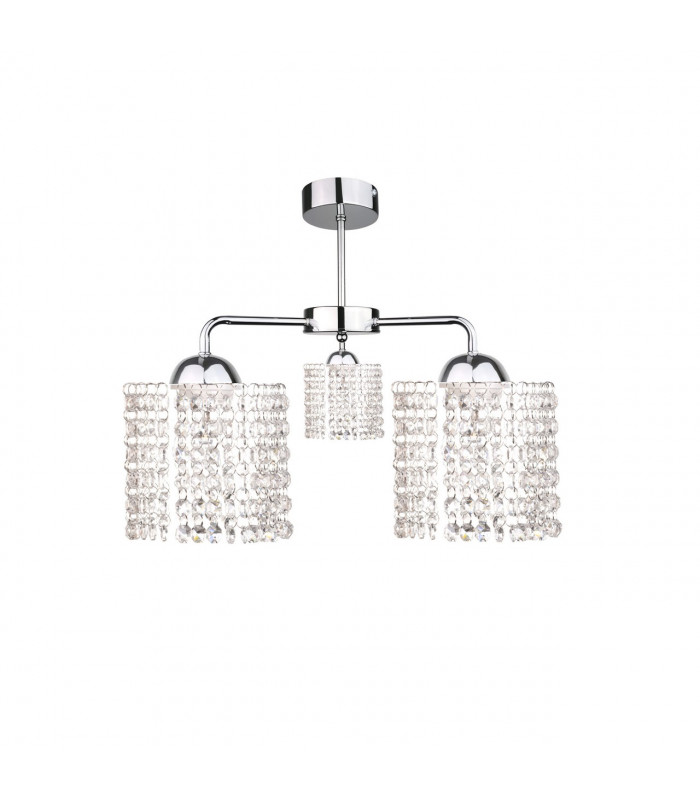 Diament Multi Arm Semi Flush Ceiling Light Silver, 40cm, 3x E27