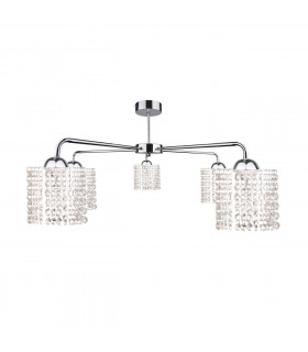 Diament Multi Arm Semi Flush Ceiling Light Silver, 60cm, 5x E27