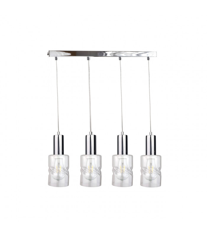 Cross Bar Pendant Ceiling Light Silver, 60cm, 4x E27