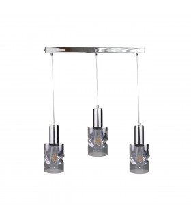 Cross Bar Pendant Ceiling Light Dark Silver, 60cm, 3x E27