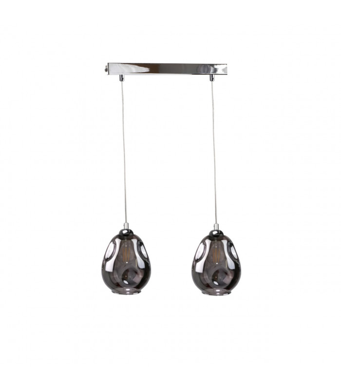 Loki Bar Pendant Ceiling Light Silver, 50cm, 2x E27