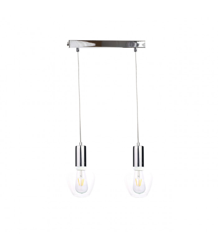 Verre Bar Pendant Ceiling Light Silver, 50cm, 2x E27