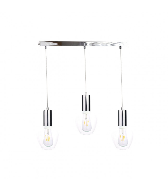 Verre Bar Pendant Ceiling Light Silver, 60cm, 3x E27