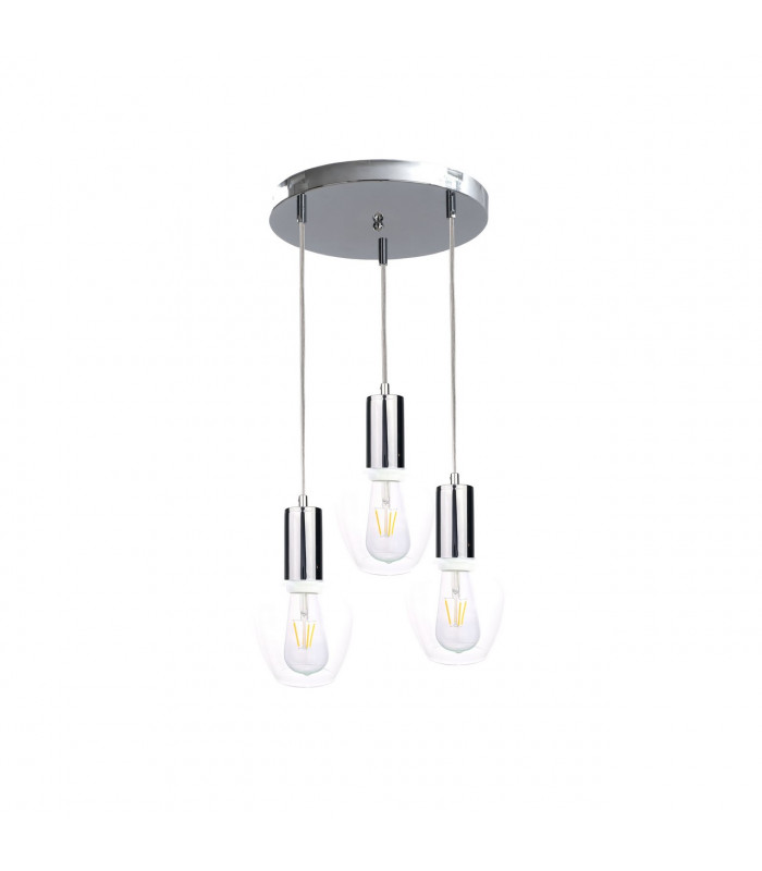 Verre Cluster Pendant Ceiling Light Silver, 30cm, 3x E27