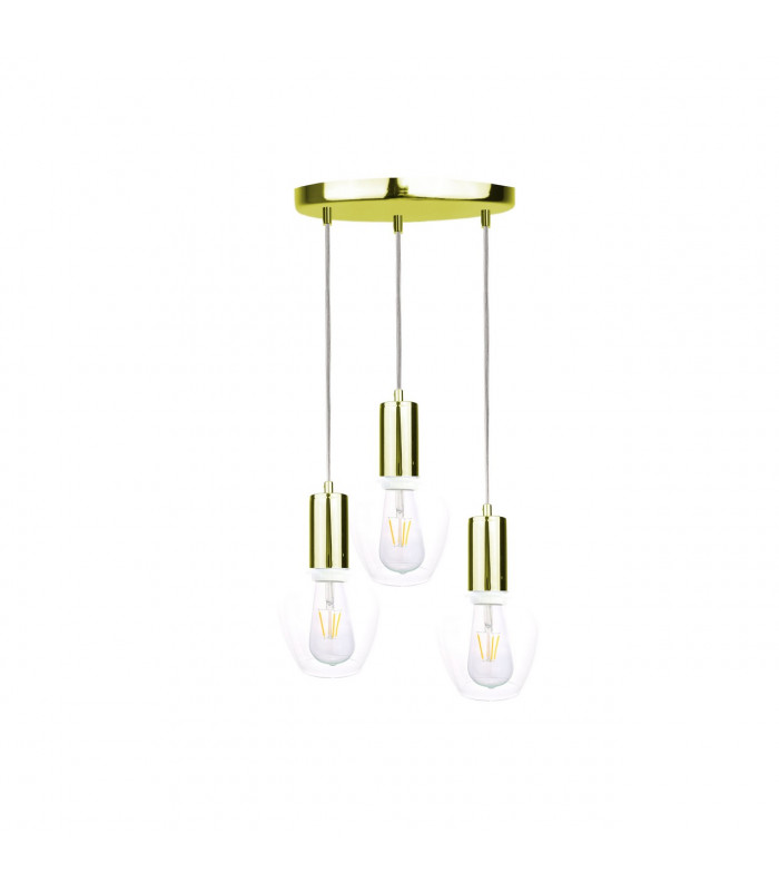 Verre Cluster Pendant Ceiling Light Gold, 30cm, 3x E27