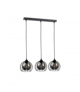 Solo Bar Pendant Ceiling Light Black, 60cm, 3x E27