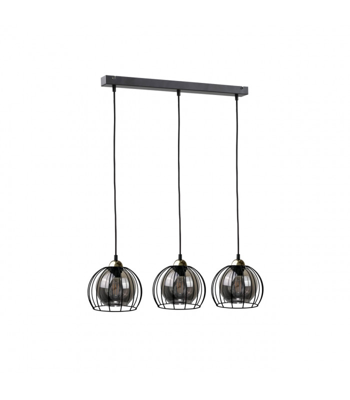 Solo Bar Pendant Ceiling Light Black, 60cm, 3x E27