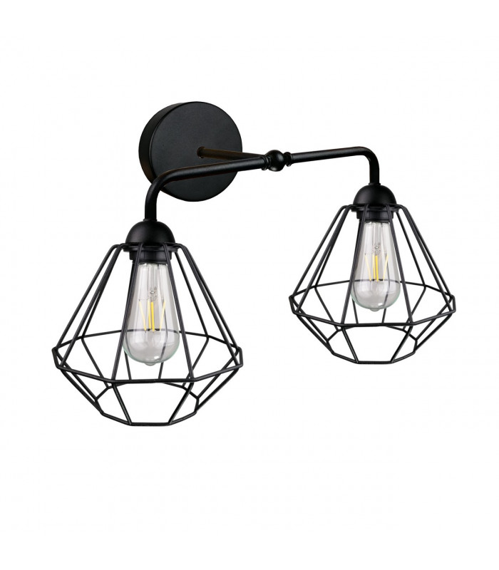 Foskal Wall Lamp Black, 24cm, 2x E27