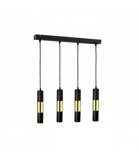 Magnum Bar Pendant Ceiling Light Black, Gold, 60cm, 4x GU10