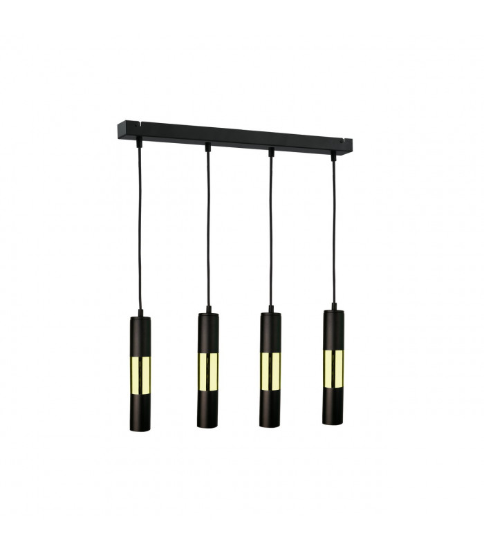 Magnum Bar Pendant Ceiling Light Black, Gold, 60cm, 4x GU10