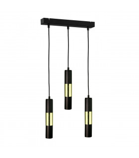 Magnum Bar Pendant Ceiling Light Black, Gold, 50cm, 3x GU10
