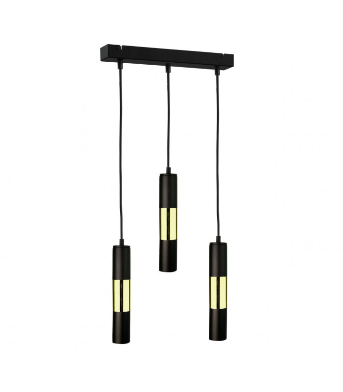 Magnum Bar Pendant Ceiling Light Black, Gold, 50cm, 3x GU10