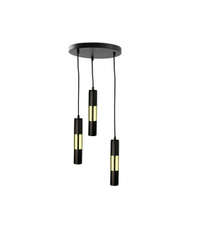 Magnum Cluster Pendant Ceiling Light Black, Gold, 30cm, 3x GU10