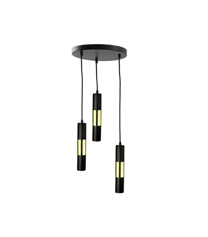 Magnum Cluster Pendant Ceiling Light Black, Gold, 30cm, 3x GU10