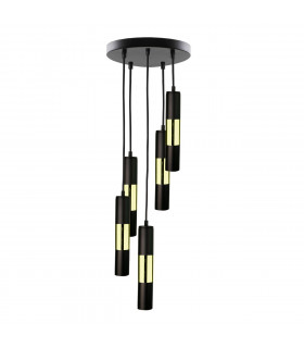 Magnum Cluster Pendant Ceiling Light Black, Gold, 30cm, 5x GU10