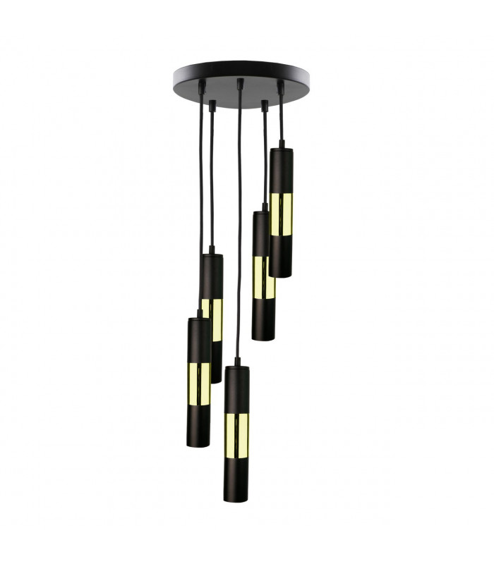 Magnum Cluster Pendant Ceiling Light Black, Gold, 30cm, 5x GU10