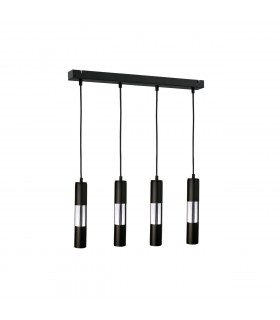 Magnum Bar Pendant Ceiling Light Black, Silver, 60cm, 4x GU10