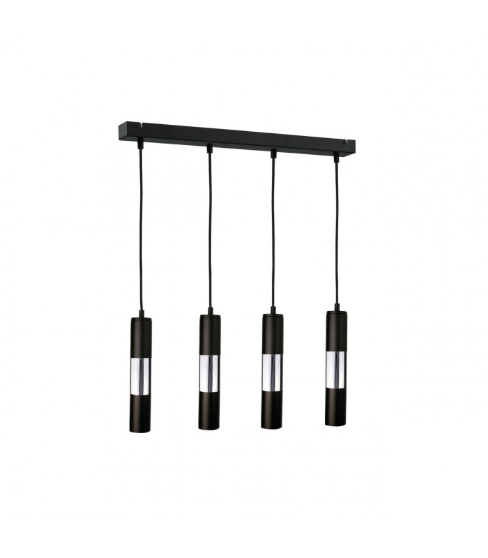 Magnum Bar Pendant Ceiling Light Black, Silver, 60cm, 4x GU10