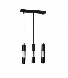 Magnum Bar Pendant Ceiling Light Black, Silver, 50cm, 3x GU10