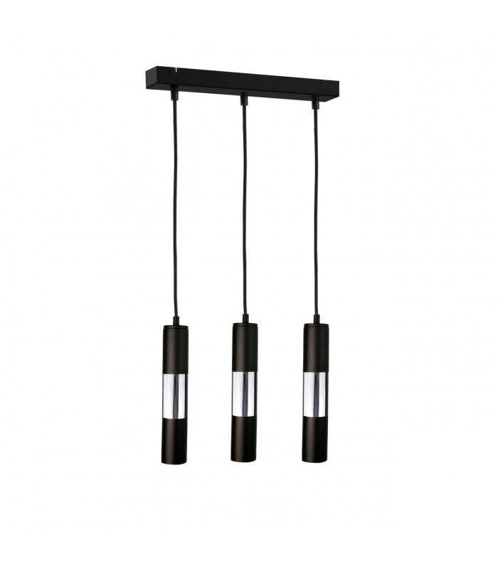 Magnum Bar Pendant Ceiling Light Black, Silver, 50cm, 3x GU10